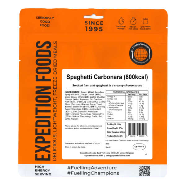 Spaghetti Carbonara 800 kcal - Expedition Foods